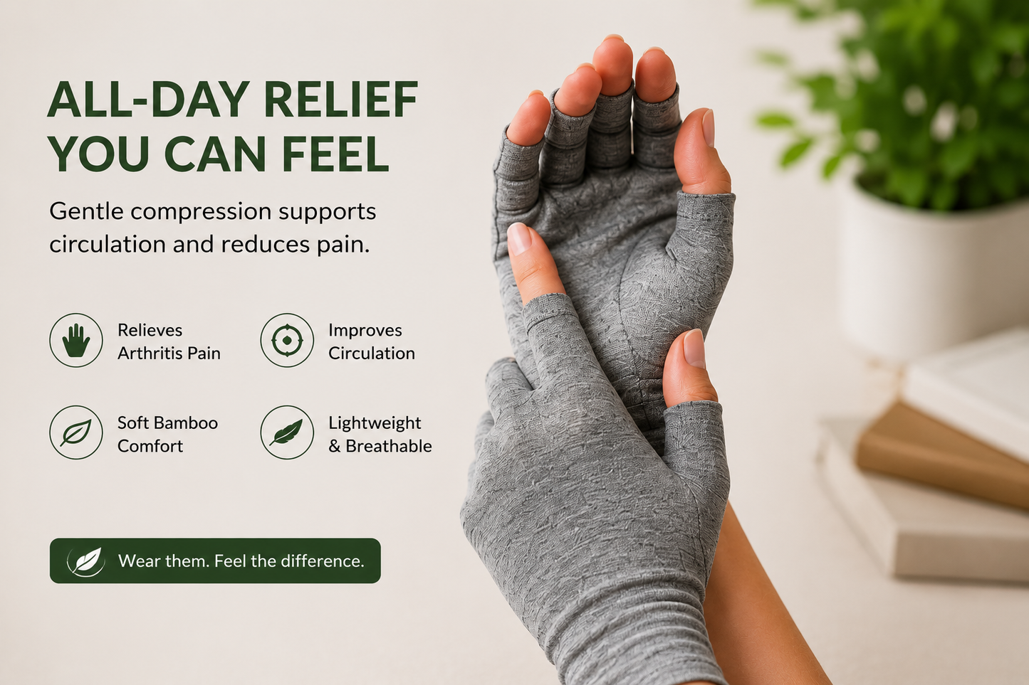 Virutu™ Relief Compression Bamboo Gloves